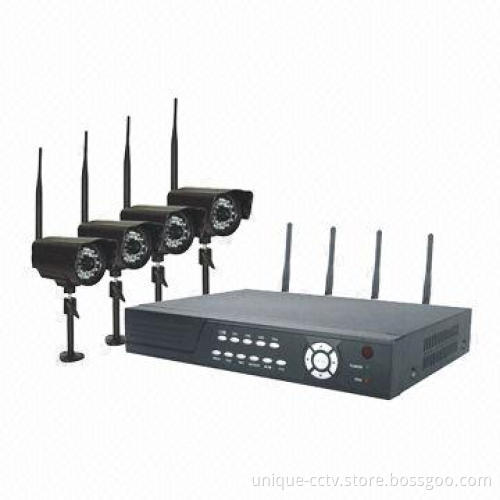 1 Piece 4-channel Wireless H.264 DVR System with 4-piece 1/3-inch Sony Color CCD Cameras